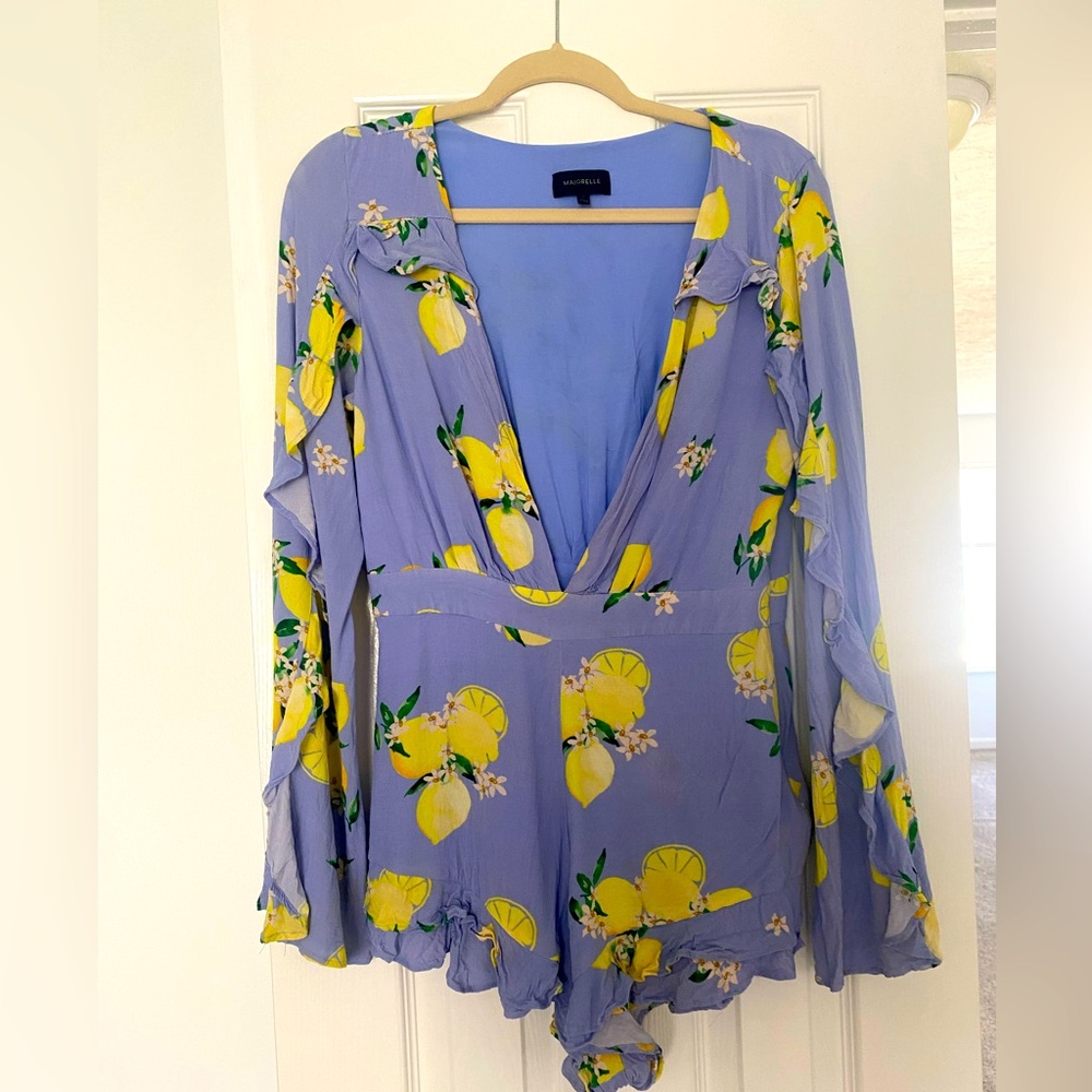 Majorelle Devin romper blue and yellow lemons